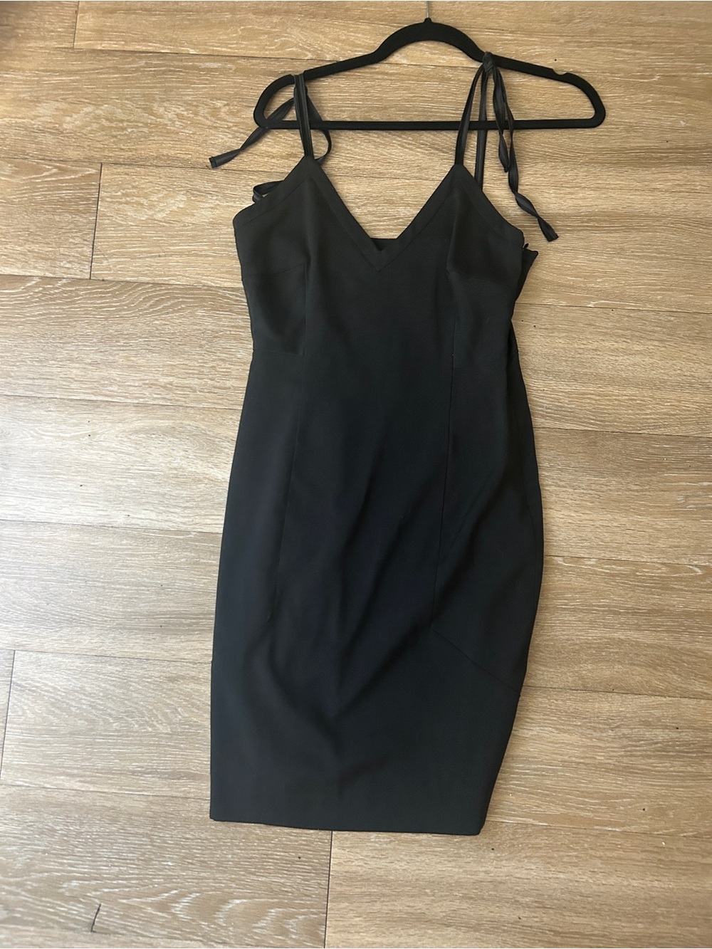 Sleek Black Tie-Shoulder Mini Dress